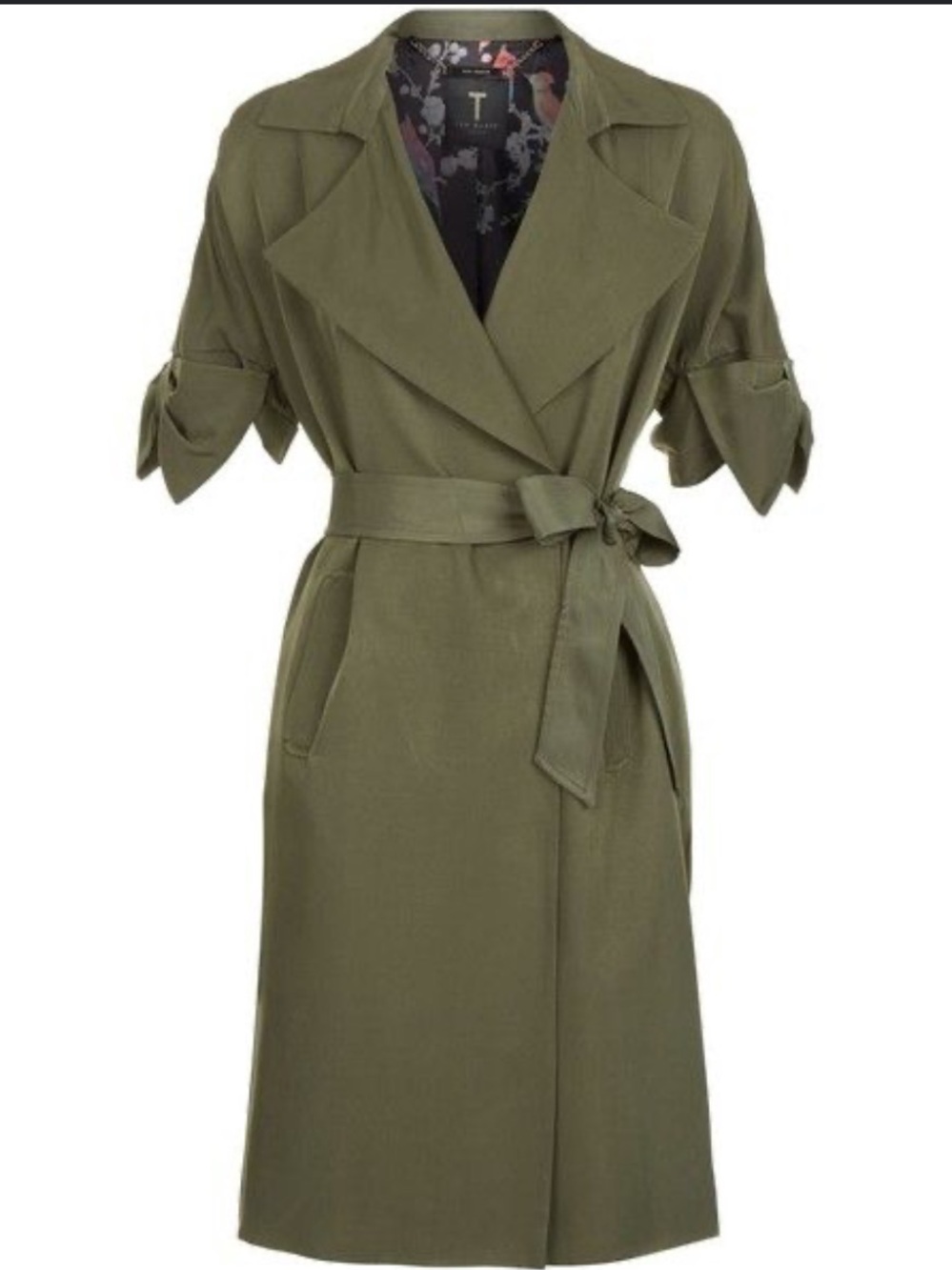 Ted Baker Biibi Bow Detail Trench Coat Olive Green Trench Wrap Dress with Belt 2